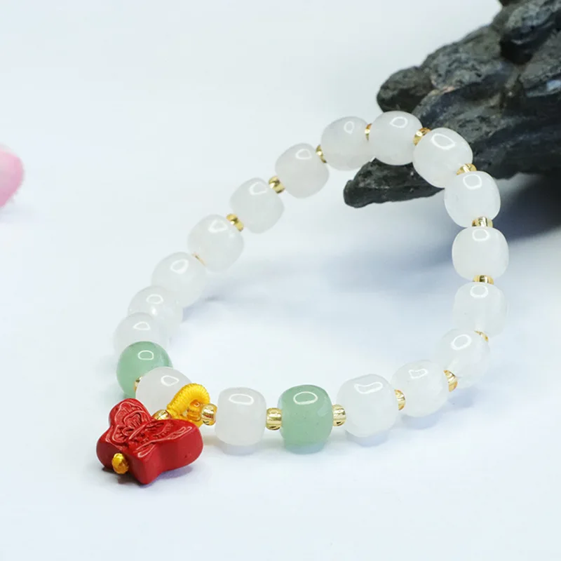 

Golden silk jade bracelet old bead butterfly bracelet court style