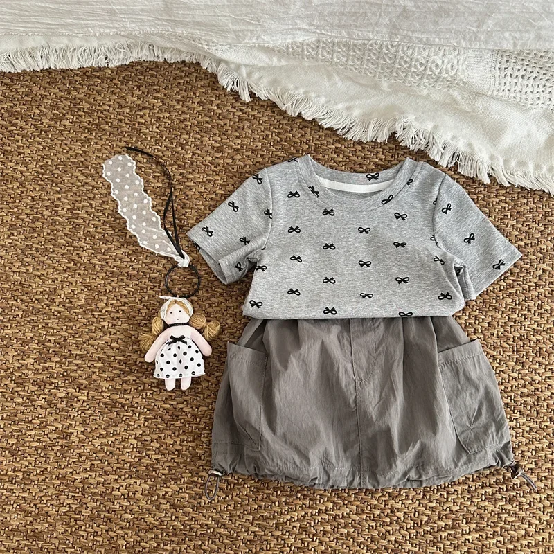 

Children's Solid Color Skirt kids clothes 2025 Summer Korean Sweetheart Side Pocket Skirt