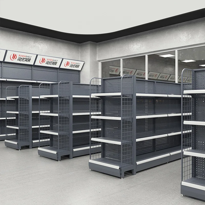 Customized Heavy-Duty Metal Supermarket Shelf Light Load Capacity Adjustable Layer Perforated Display Rack for Store Use