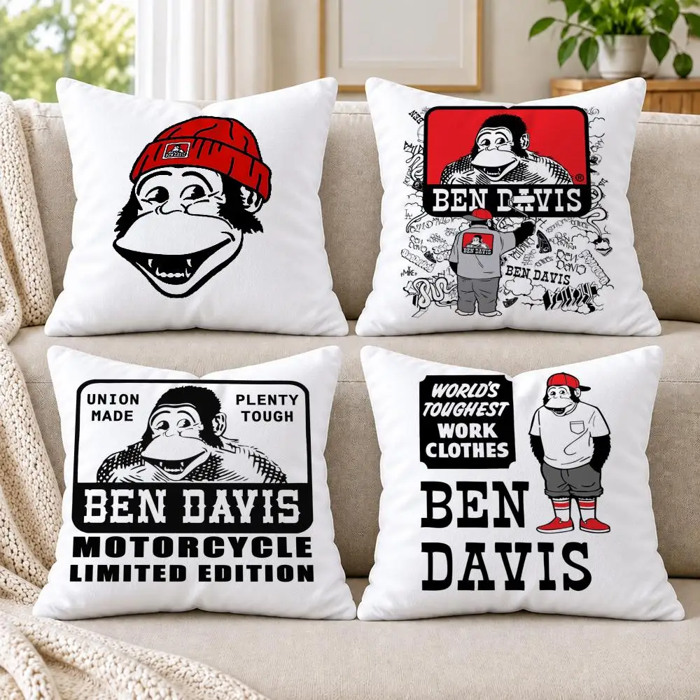 Luxury B-Ben D-Davis Cushion Cover Short Plush Double-Sided Printing Sofa Bedroom Pillow Case Aesthetic Home Decor