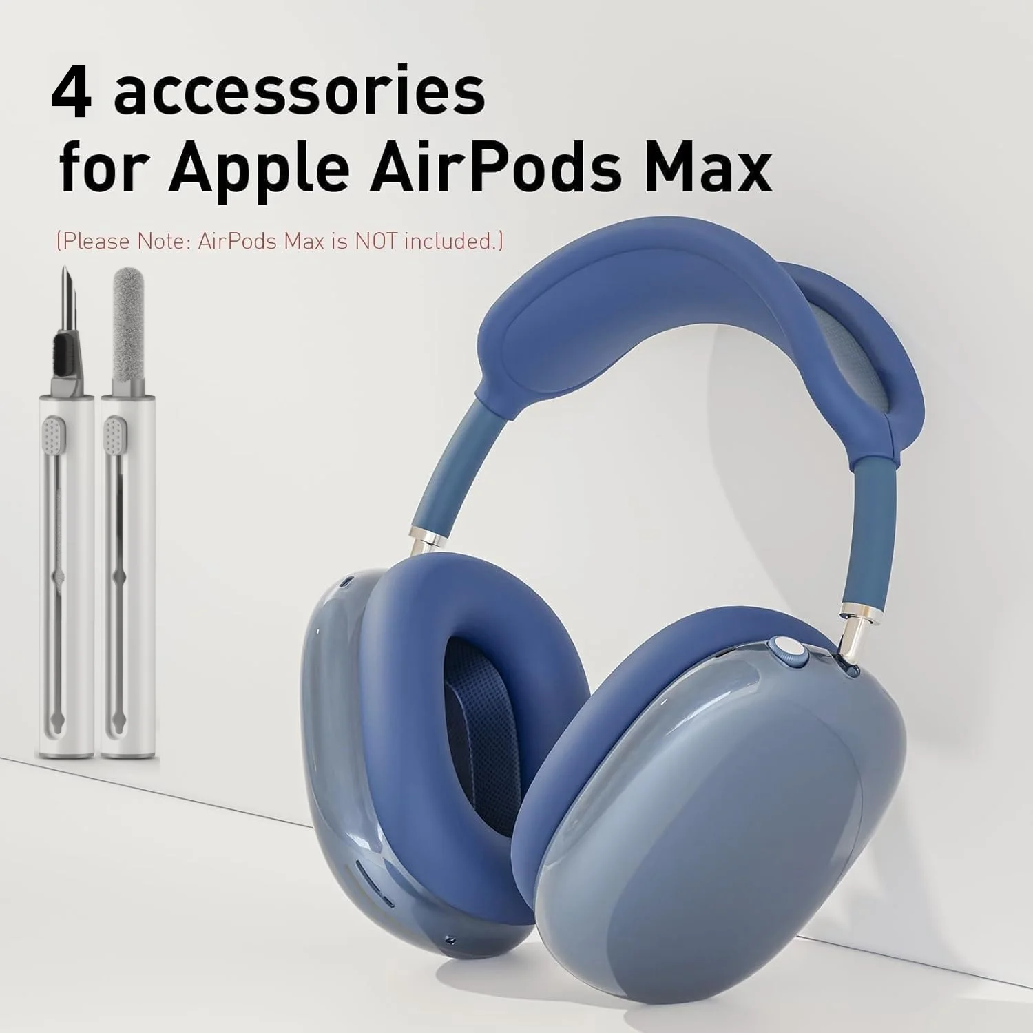 สําหรับ airpods max (2024/2020) ฝาครอบ (4 in 1) ที่ปิดหูกันหนาว TPU นุ่มโปร่งใสพร้อมซิลิโคนป้องกันการหล่นสําหรับ Airpods Max