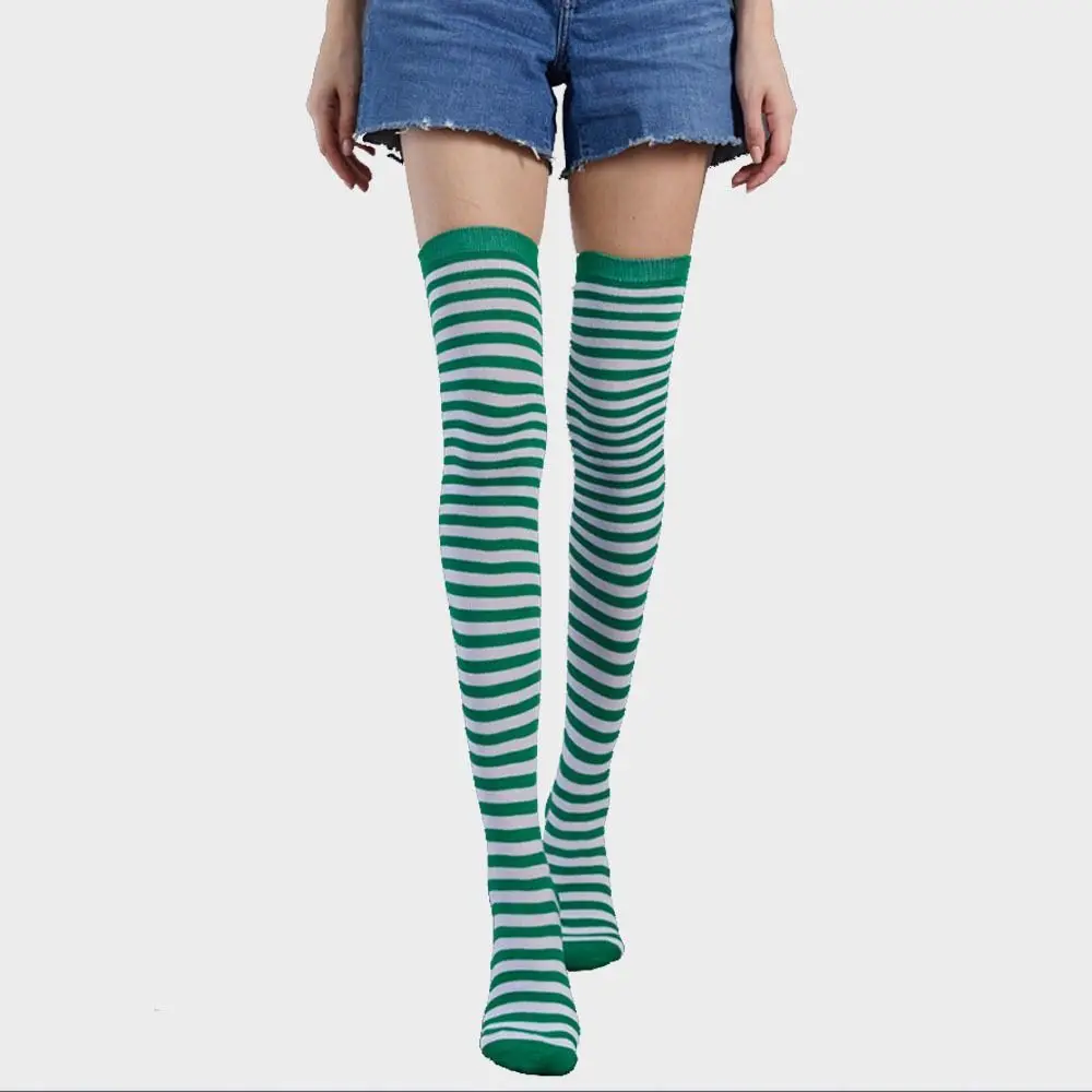 

Keep Warm Colorful Striped Stockings Absorb Sweat Japanese Style Over Knee Socks Breathable Cute Striped Long Socks Xmas