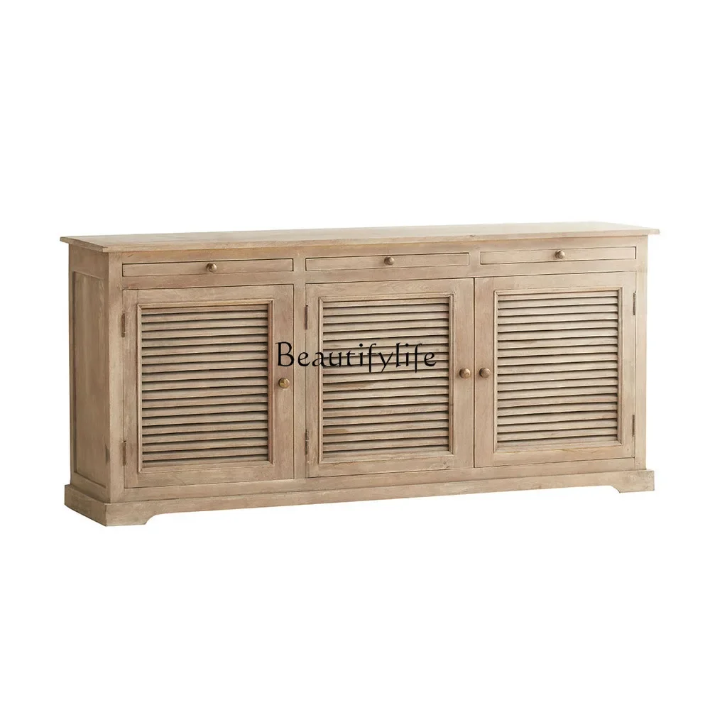 

12American country retro oak old side cabinet louver door solid wood locker