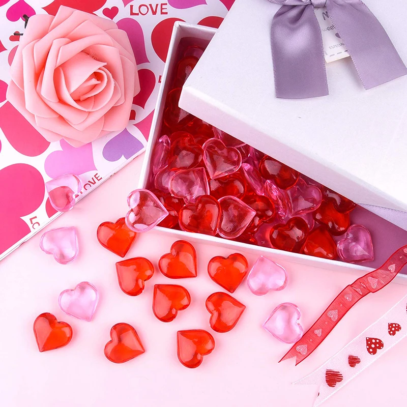 20/50pcs Red Pink Hearts Lips Acrylic Ornaments Valentine\'s Day Wedding Party Decoration Table Scatter Vase Fillers Home Decor