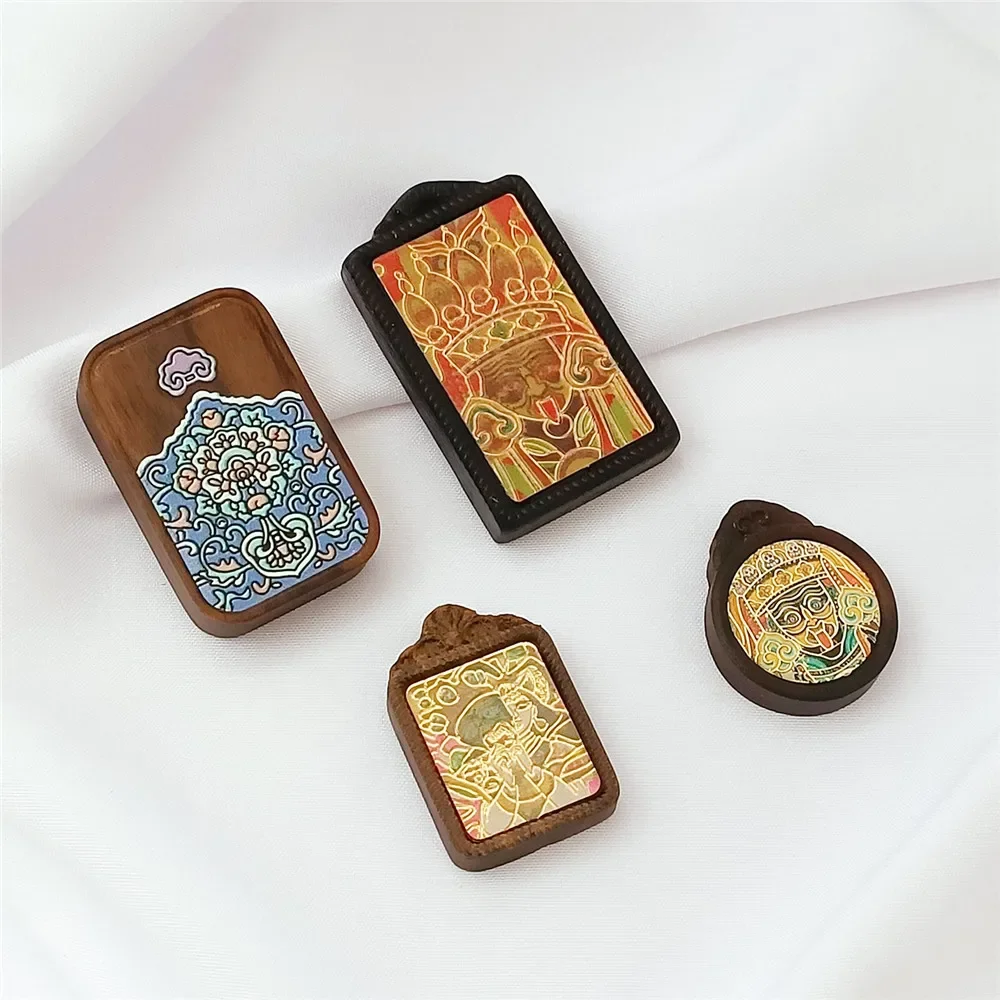 

Natural Ebony Painted Zaki Ram Rectangular Pendant, Handcrafted Diy Wushi Brand Necklace Accessory Material