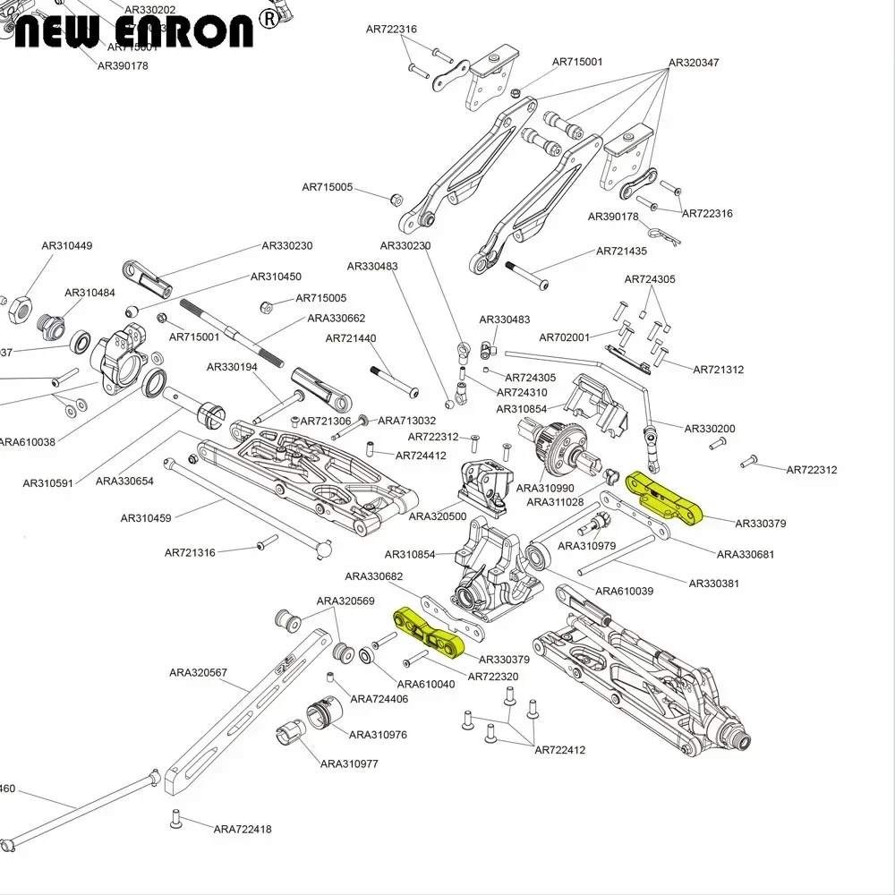 Bloque de fijación de brazo A inferior trasero de aluminio AR330379 CNC para coche RC ARRMA 1/7 Mojave 1/8 Typhon Kraton Senton Talion ilimitado