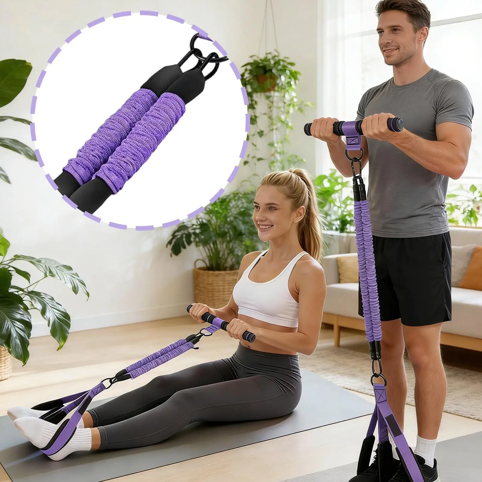 Pedal Puller Resistance Band Elastic Leg Stretcher Manual Tension Training Pedal With Handle For Workout Training Fitness Home