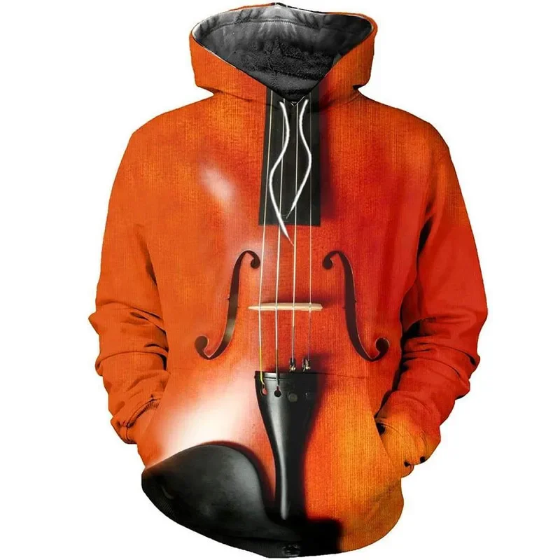 

3D printing violin printing art zipper Sweatshirt casual Street hip hop fashion Hoodie