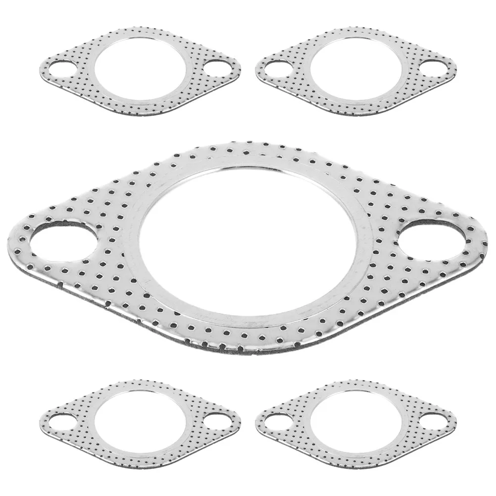 

5pcs Iron Universal Triangle Connection Kit Durable Leak Proof Exhaust Pipe Flange For Multiple Vehicles Exhaust Manifold Gasket