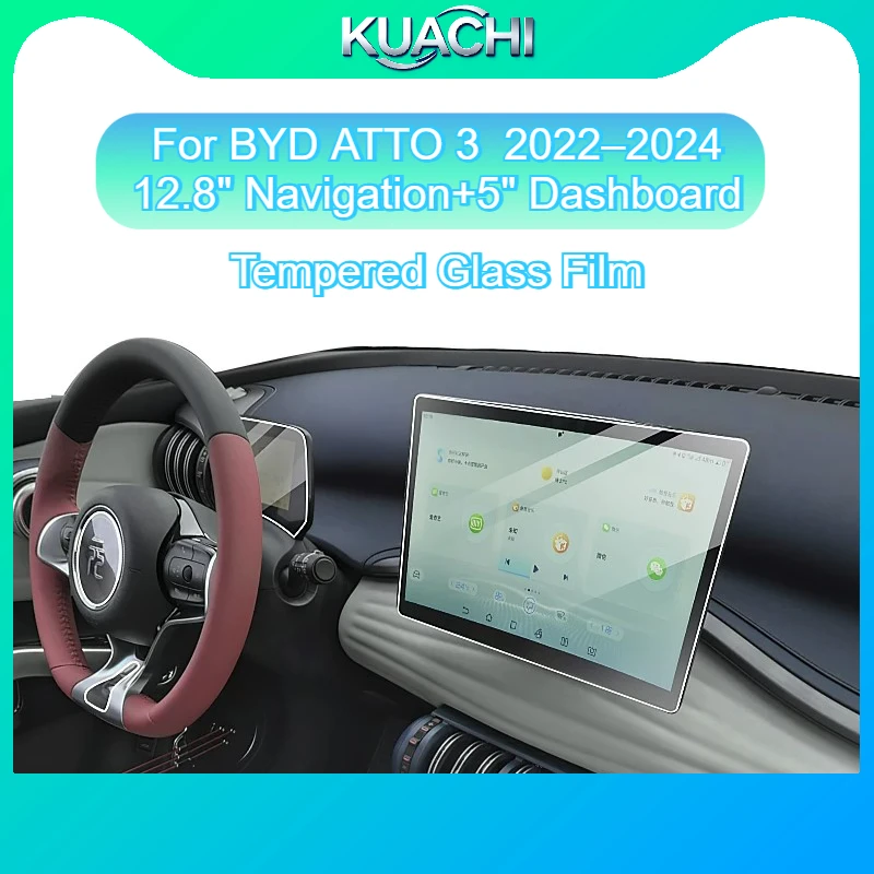 

For BYD ATTO 3 Dynamic/Standard/Comfort 2022–2024 Tempered Glass Film Central control Anti-Scratch car accessorie HD Matte glare