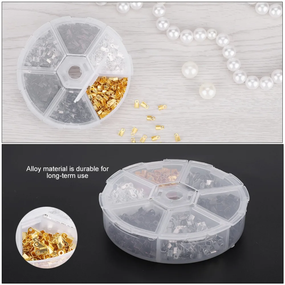 Durable Alloy Crimp Cord Ends 8 * 8 * 1.8cm Different Colors Jewelry Finding Connectors Alloy Cord End Caps Making