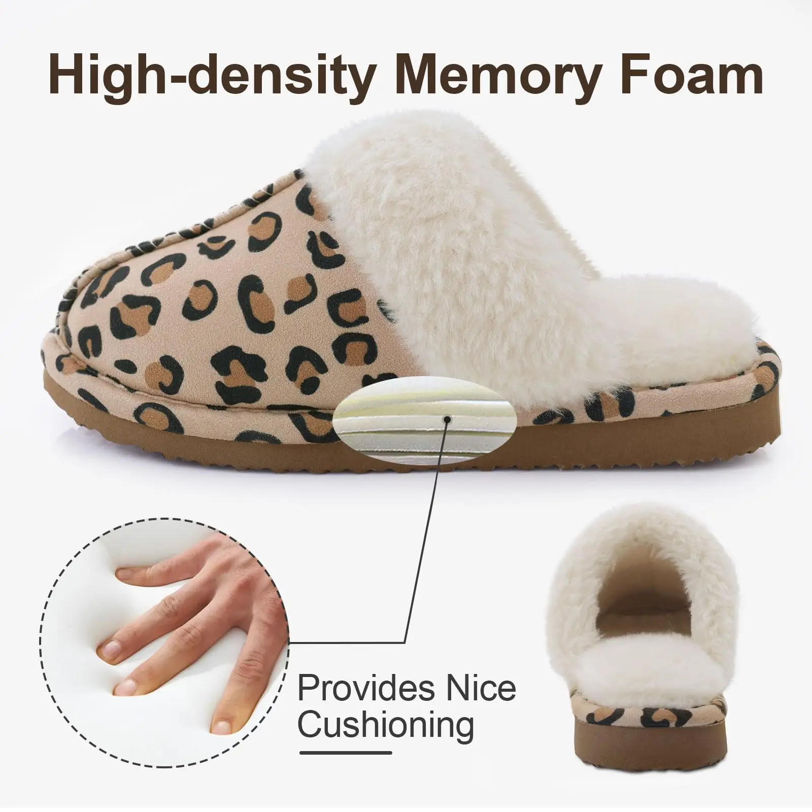 Litfun Women\'s Fuzzy Memory Foam Slippers Fluffy Winter House Shoes Bedroom Warm Plush Slippers Outdoor New Fashion Fur Slippers