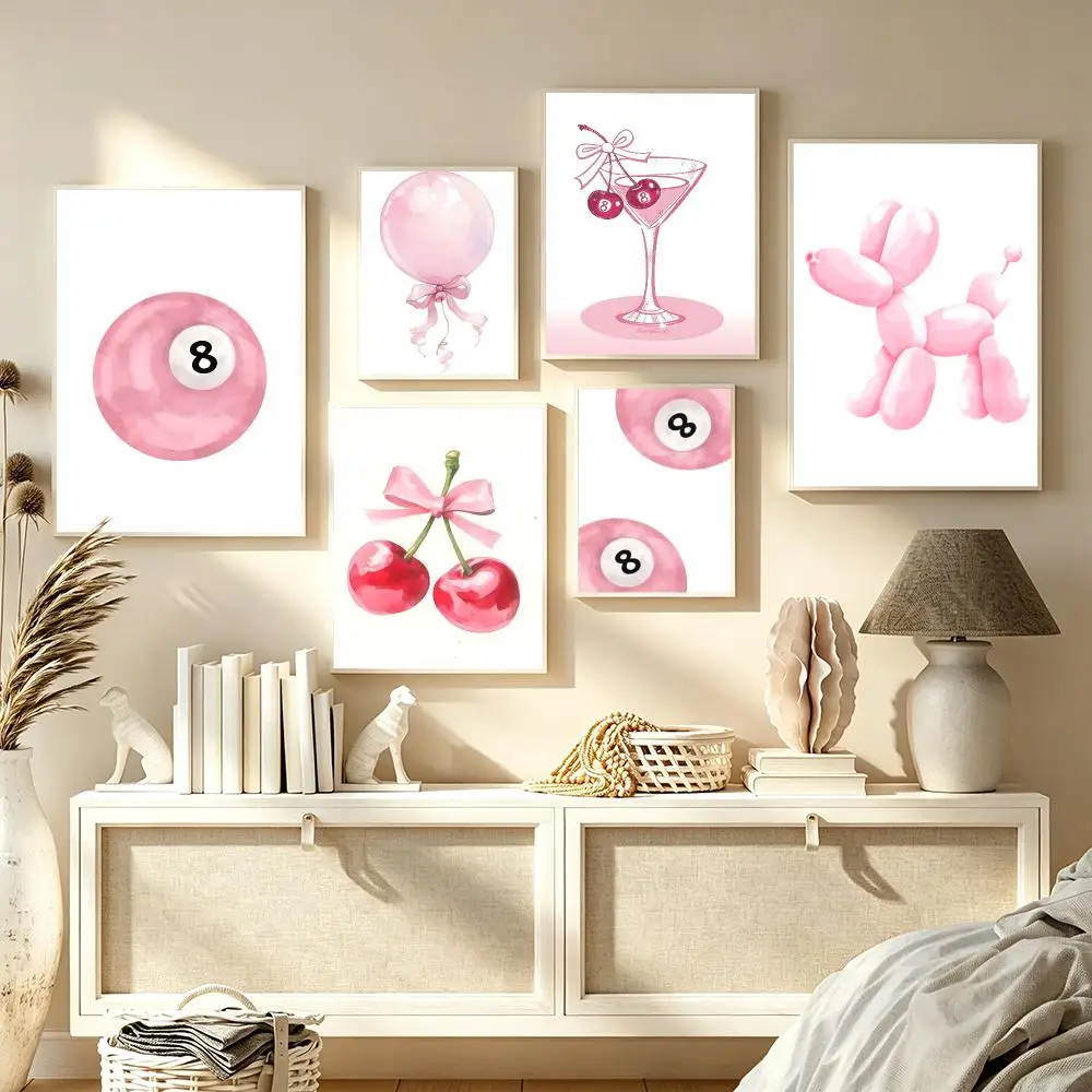 Pink Billiards Cherry Perfume Y2K Poster Trendy Aesthetic Wall Art high-end Bedroom Home Cafe library Decor