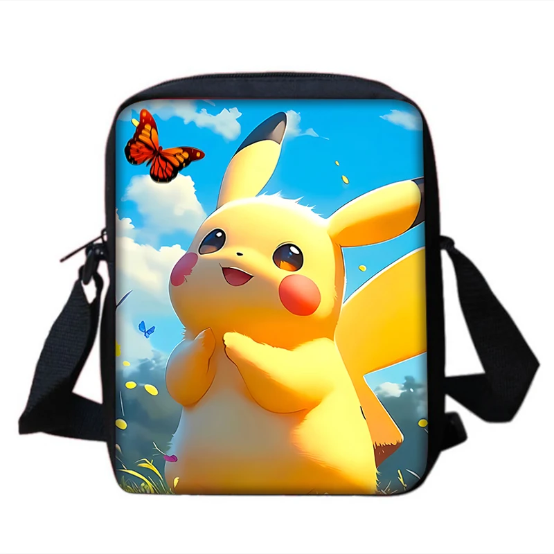 Saco bonito do mensageiro do ombro impresso do anime para meninos e meninas, Pikachus, bolsa ocasional da criança, saco de compras do telefone, homens e mulheres