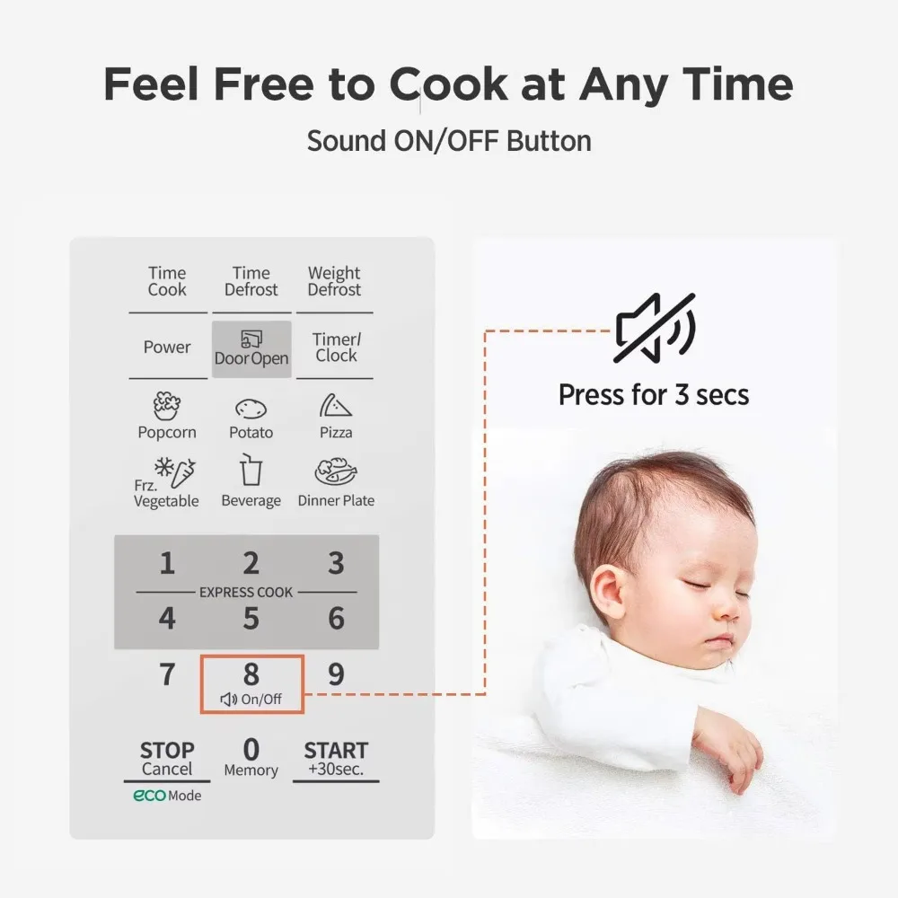 Countertop Microwave Oven with Sound On/Off, ECO Mode and Easy One-Touch Buttons, 0.7 Cu Ft/700W, Pearl White