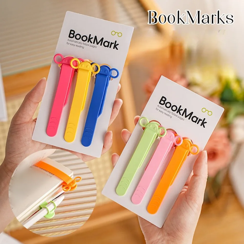 Creative Silicone Bookmark Clip Automatically Follows with Pen Holder Page Flipping Cute Elephant Book Marks Staionery Supplies