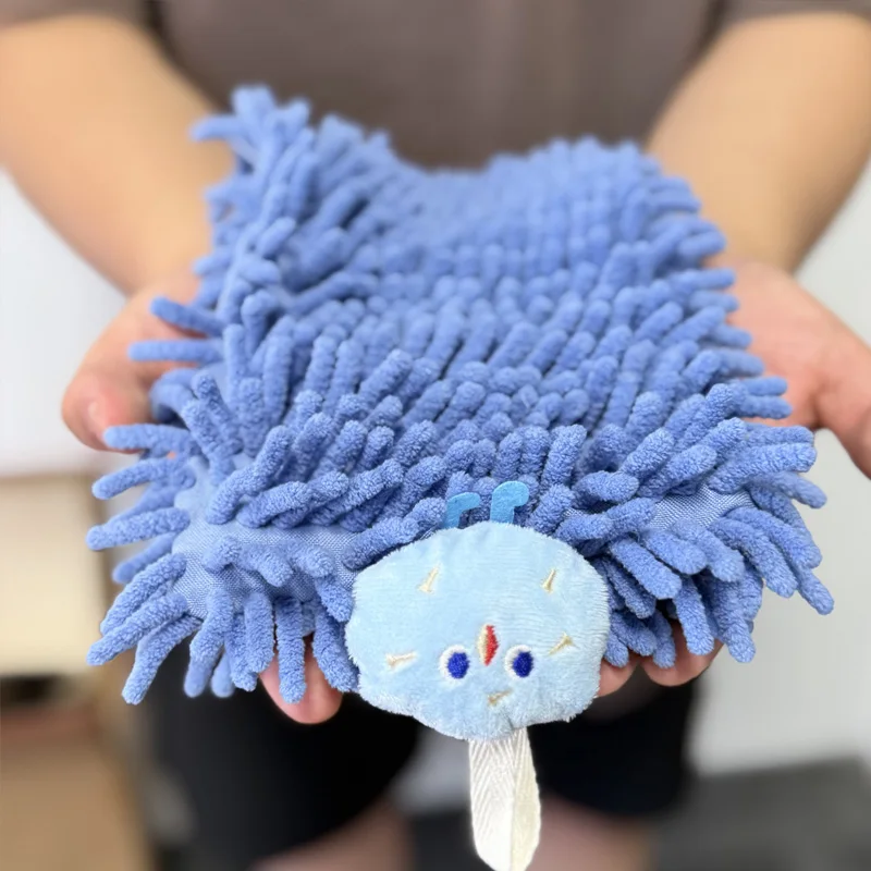 Blue Plush Hand Towel with Adorable Topper–Super Soft, Highly Absorbent. Ideal as Birthday, Housewarming or "Just Because" Gift!