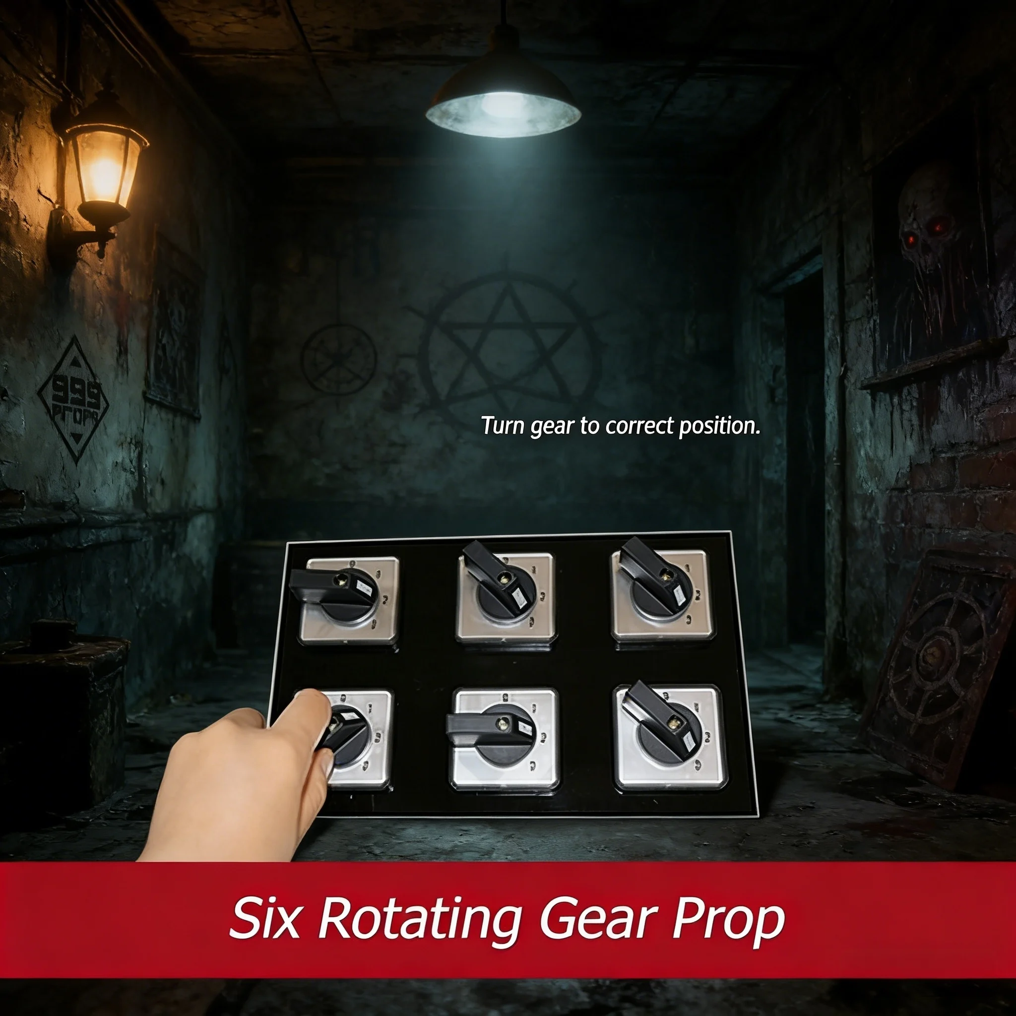 

Turn the dials room escape rotating gear prop turn all gears to specified number to open lock secret room mechanism