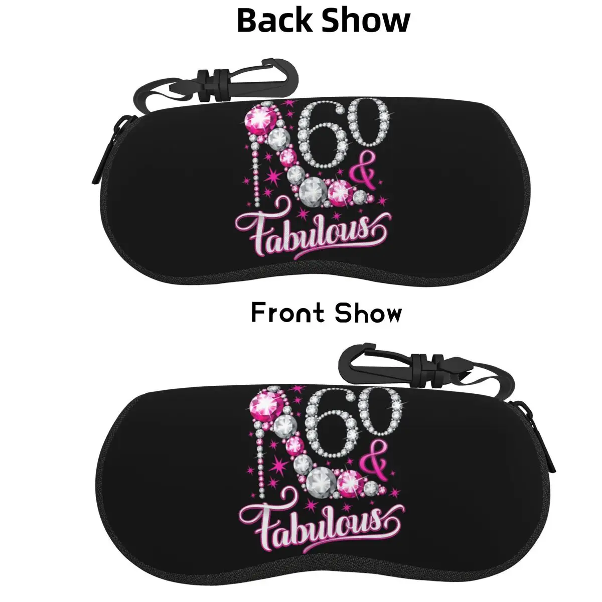 

60th Birthday Design. 60 And Fabulous Lady's Shell Glasses Case Protective Sunglasses Box Women Men Soft Eyeglass Bag Pouch