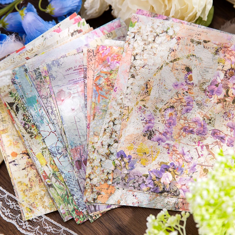 30 Sheets Vintage Floral Scrapbook Paper Journaling Background Paper For Decorative Notebook Planner Diary Writing Stationery