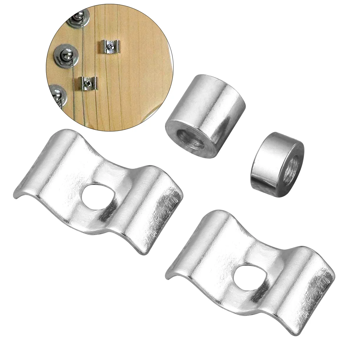 

4 Sets of Electric Guitar Head Pressure Chord Button Stable String Buckle Lock String Buckle Lead String Device (Silver)
