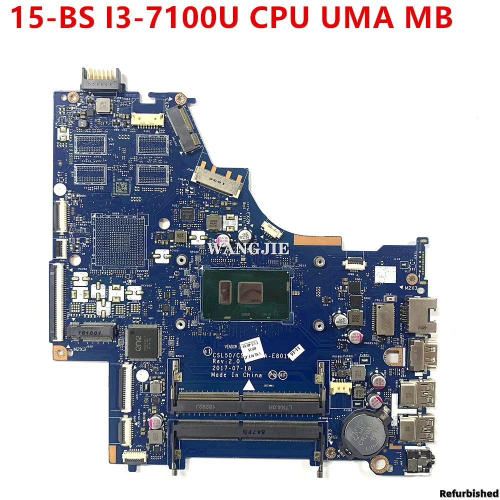 

Refurbished 924749-601 924749-001 KL50 LA-E801P MAIN BOARD For HP Pavilion 15-BS Laptop Motherboard I3-7100U CPU UMA MB