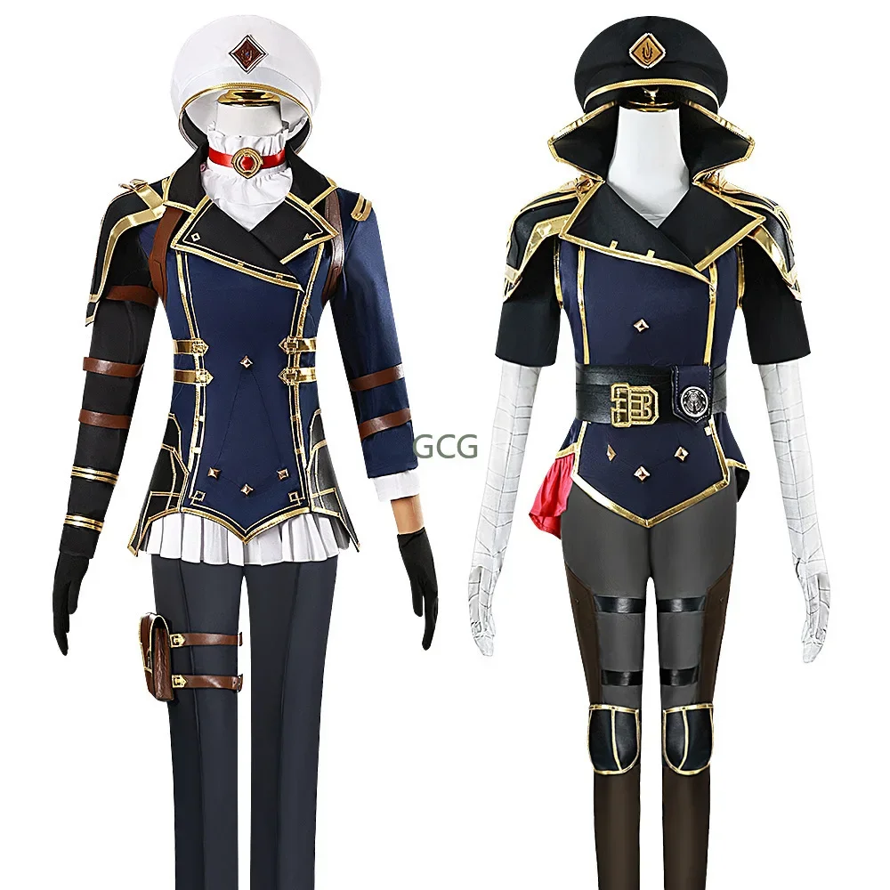 CosplayVi Caitlyn Kiramman uniforme de policía Arcano: sombrero de la Liga de Leyendas disfraz de instructor de policía cosplay bolsa con correa accesorios de peluca