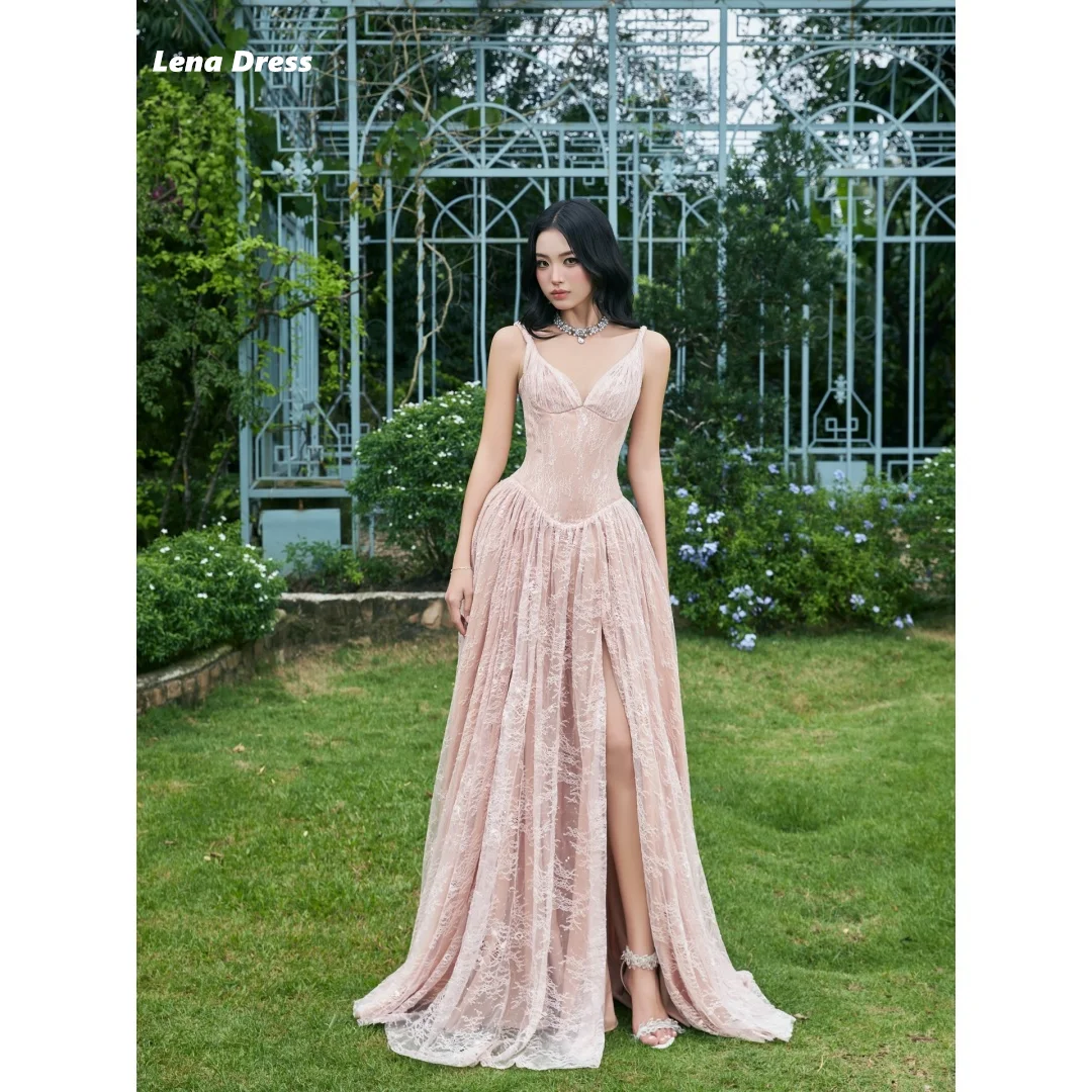 Lena Pink Woman Party Dresses for Special Occasions Luxurious Women's Evening Dresses Luxury 2026 Embroidered Lace Customized