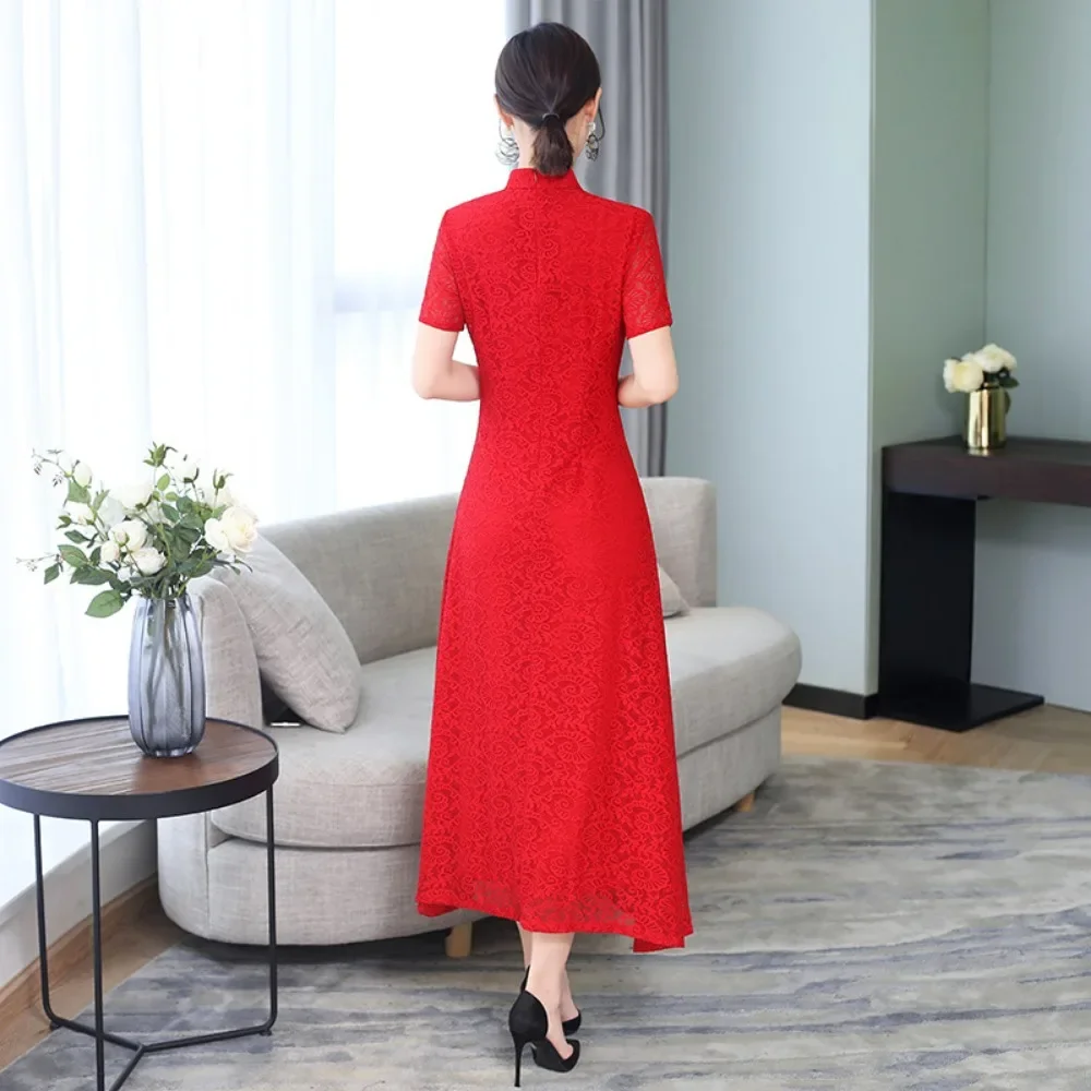 Cheongsams Lace Vintage Dress for Women Clothing Streetwear Qipao Ethnic Style Fashion Clothes Traditional Chinese Clothing