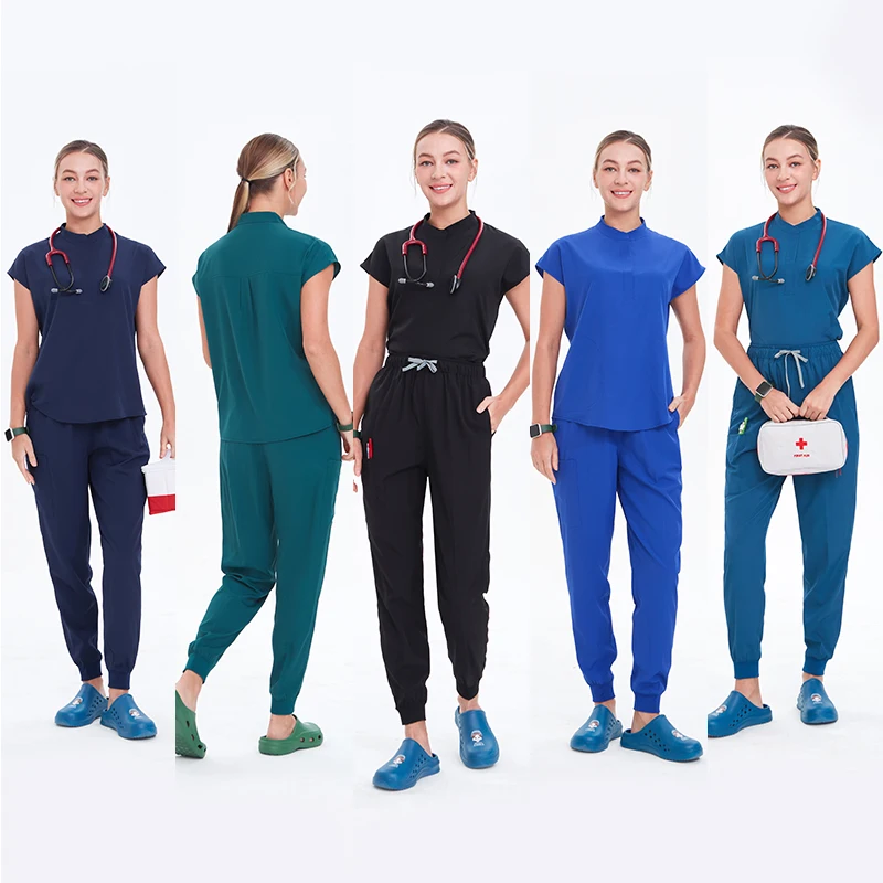 

Quick-Dry Mandarin Medical Uniforms Jogger Scrub Sets Hospital Surgical Dentist Suit Clinic Doctor Nursing Work Uniform S22