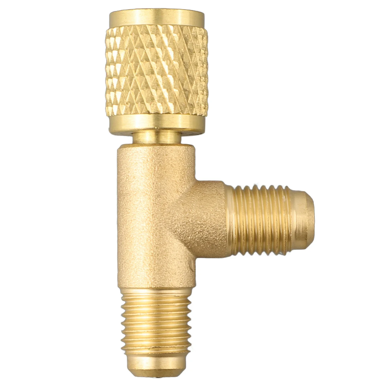Brass Quick Connect Tee Adapter with 1/4 SAE Valve for R22 R12 R134 High Reliability and Easy Operation for HVAC Applications