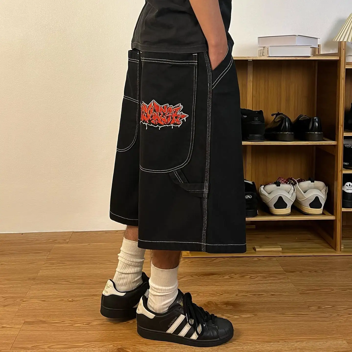 Wexwear Embroidery Skateboarding Y2k Shorts For Women Harajuku 2025 Letter High Waisted Shorts Graphic Streetwear women clothing