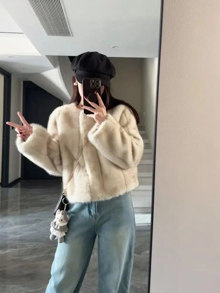 Manteaux d'automne en fausse fourrure de vison pour femmes, bouffantes lourdes, décontractés, chauds, streetwear, rembourré, polaire épaisse, confortables, manches longues