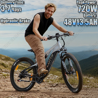 E-bike DUOTTS 720W Peak Power Motor Hydraulic Brake 48V13.5AH Lithium Battery Electric Bike Adult 27.5inch Tire Electric Bicycle