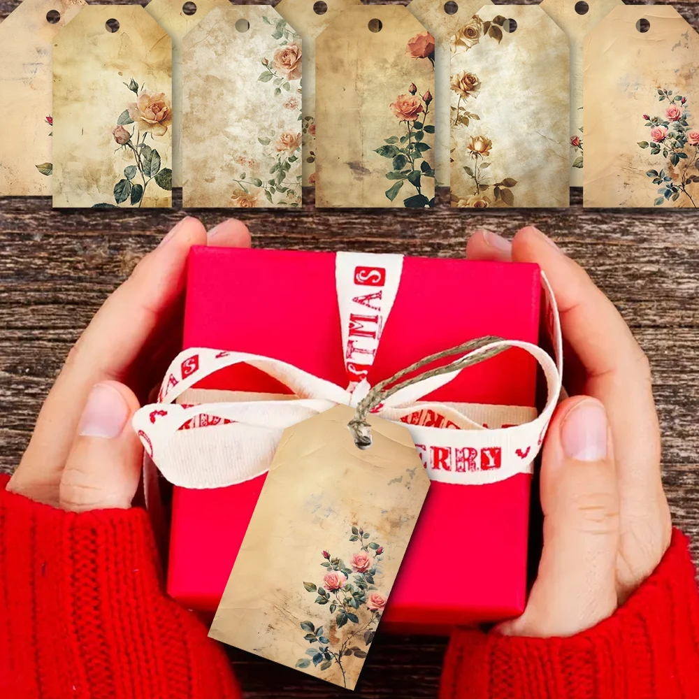 40 шт. пустые цветочные бирки для подарков, свадеб, свадебных душ, дней рождения, открыток сообщений, поздравительных открыток, с джутовым шпагатом в комплекте.