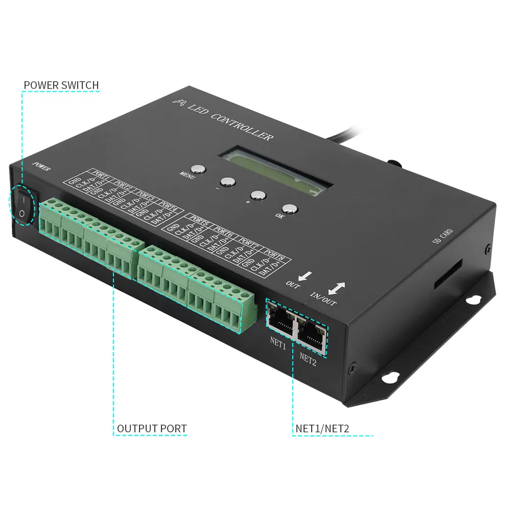 H807SA 8CH WS2811 WS2812B Art-Net DMX512 SPI LED Controller H807SB WIFI 4CH WS2812 WS2813 WS2815 APA102 Pixel Controller 5-24V