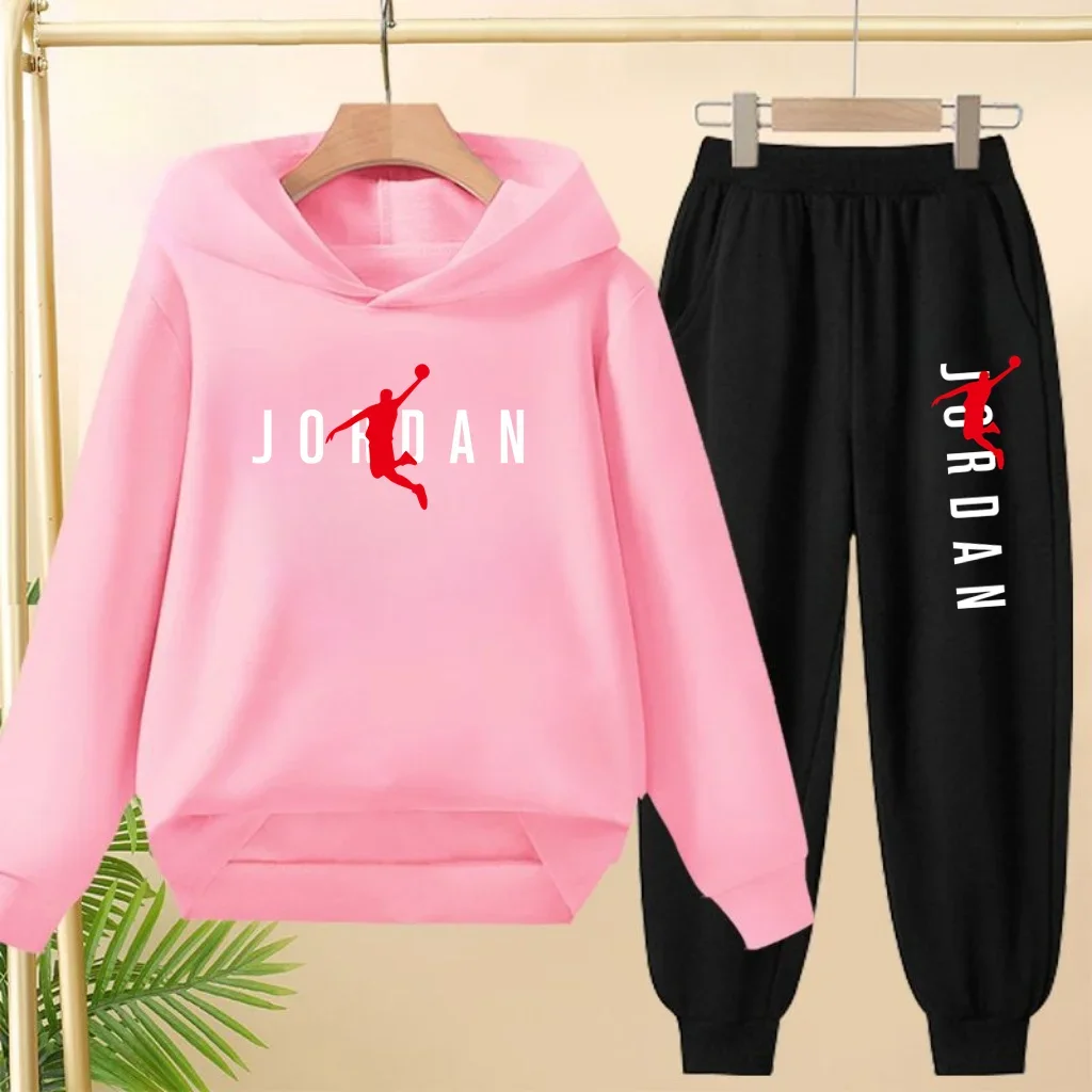 Children's Sportswear Set with Hoodie Sweatshirt And Long Pants Suitable for Kids Aged 3-13 Years Old for Engaging in Sports