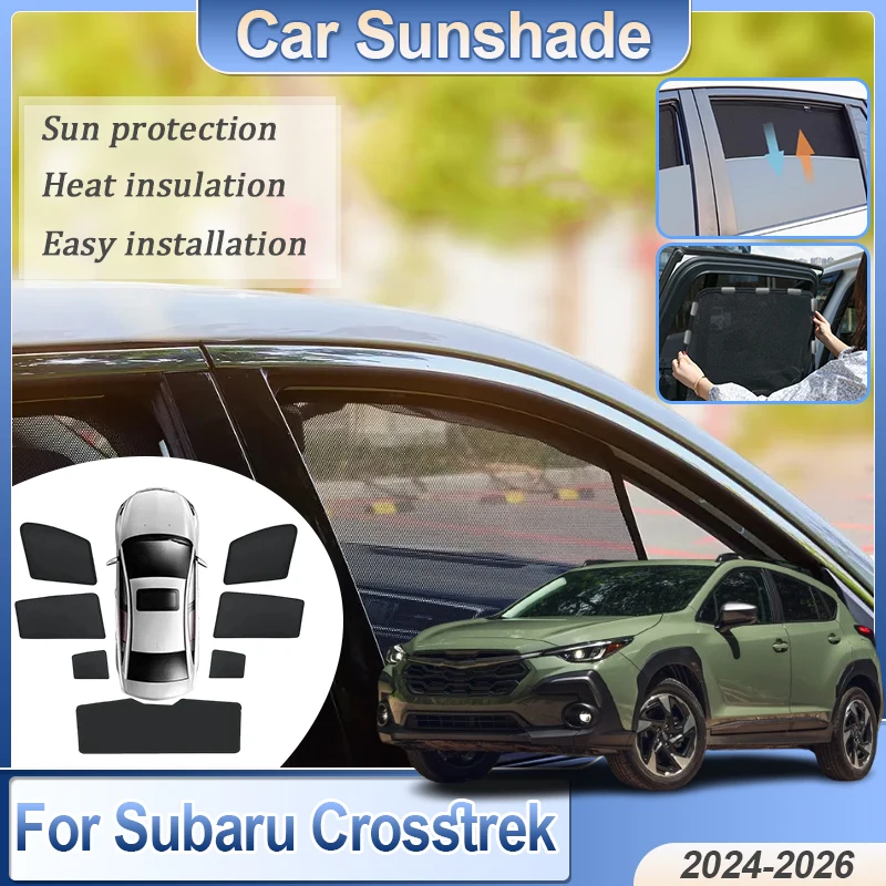 

For Subaru Crosstrek MK3 2024 2025 2026 GU Mesh Sunshades Magnetic Anti-Mosquito Sunshade UV Protector Curtain Windshield Auto