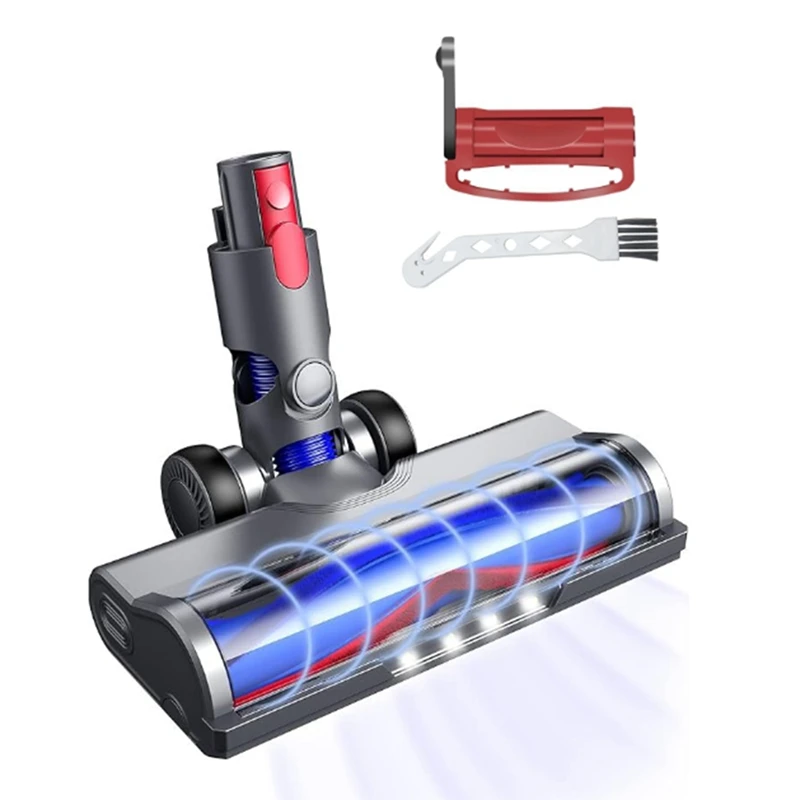 For Dyson V7 V8 V10 V11 V15 Vacuum Attachment Quick-Release Motor Head V Shape Bristle Roller Brush With LED Lights