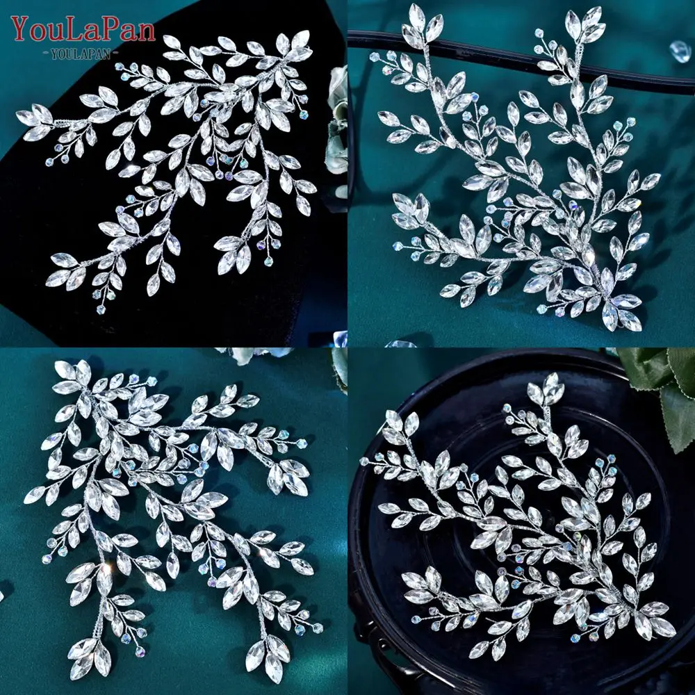 

YouLaPan Silver Color Bride Headpieces For Women Prom Party Shiny Rhinestone Headpieces Bridal Wedding Hair Accessories HP919