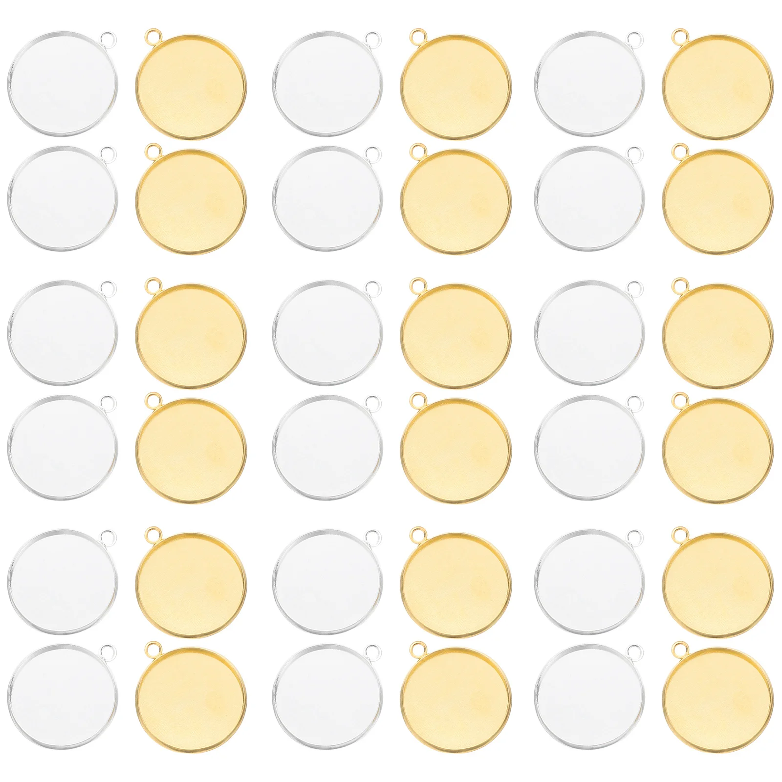 60Pcs Round Bezel Pendant Trays Vintage Inspired Jewelry Making Cabochon Base Metal Blank Tray Settings Blank Bezel Pendant Tray