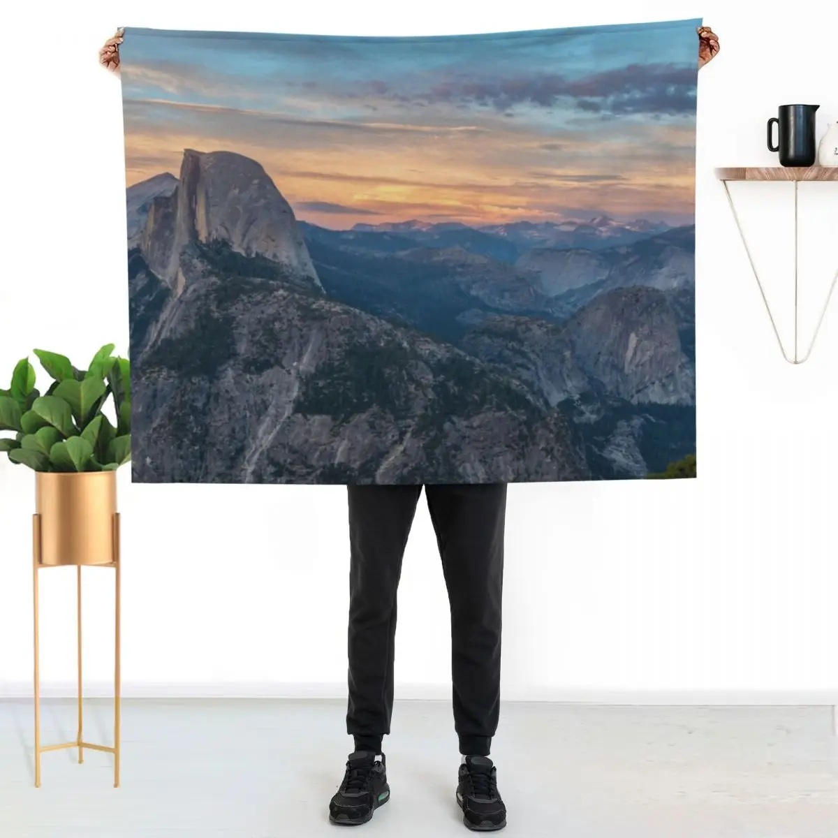 

Half Dome Sunset Colors Throw Blanket Soft Sherpa Fleece Warm Blanket for Winter
