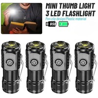 Portable Powerful Mini LED Flashlight With pen clip USB Rechargeable Pocket Emergency Torch Waterproof Hiking Camping lantern