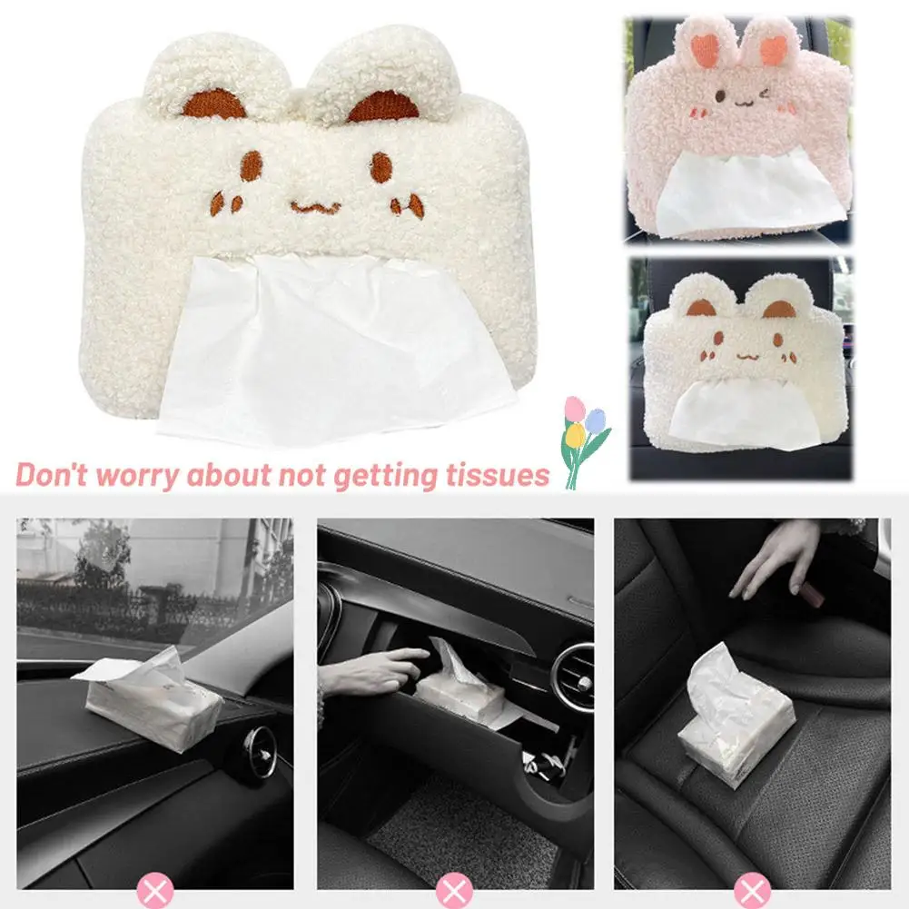 1pc Cute Cartoon Car Tissue Box Plush Napkin Holder Room Bracket Accessories Animal Universal Auto Decoration Paper Home Ca M7u4