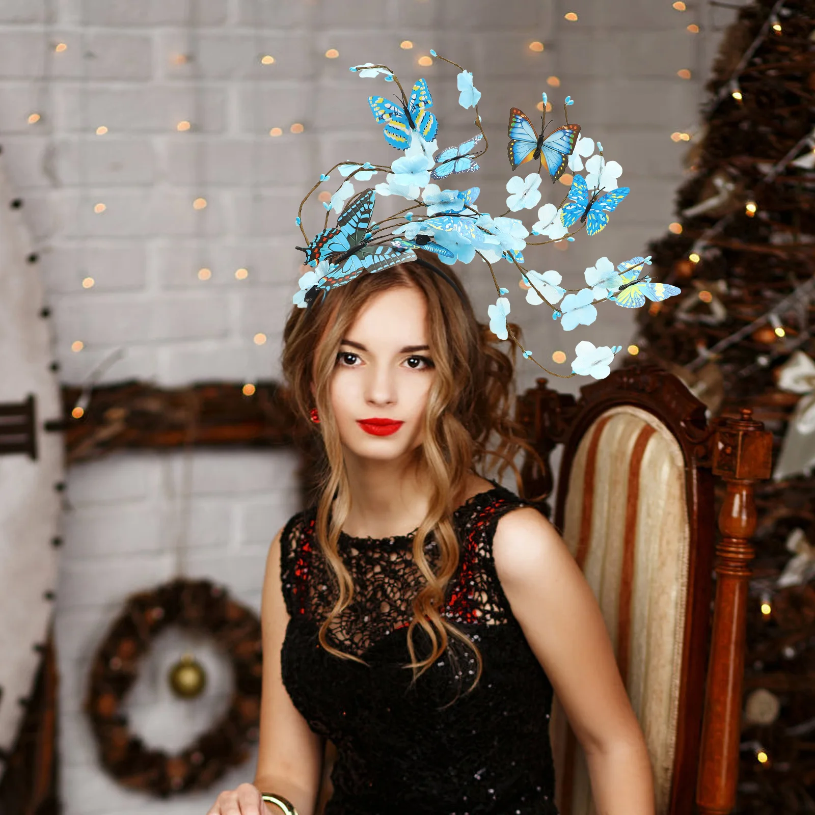 

Simulated Butterfly Headband Blue Plastic Hoop Headdress for Women Fashionable Fascinator Hair Band Lightweight Comfortable