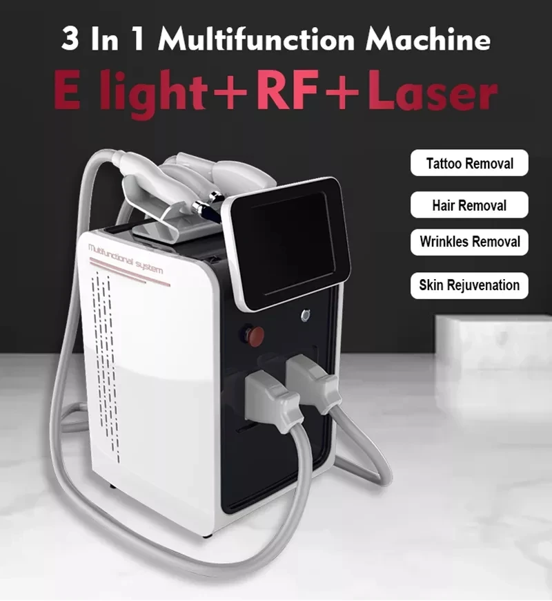 

OPT 3 in 1 Machine IPL Nd Yag Laser Hair Removal Picosecond Tattoo Pigment Removal RF Anti Aging Handle For Three Purposes