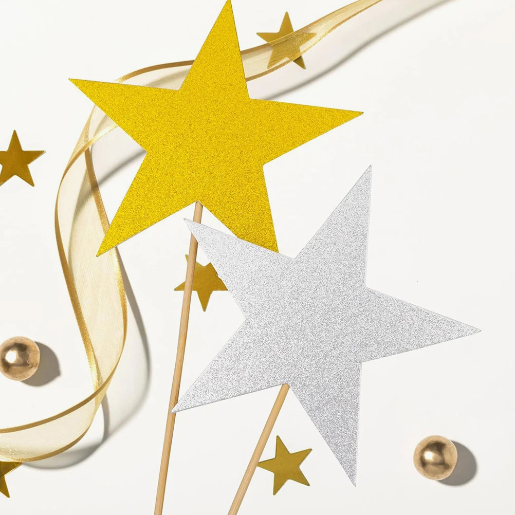 

40 Pcs Five-pointed Star Paper Cutting Bulletin Board Birthday Decorations Hanging Stars Cardboard Cutouts Celebrity Glitter