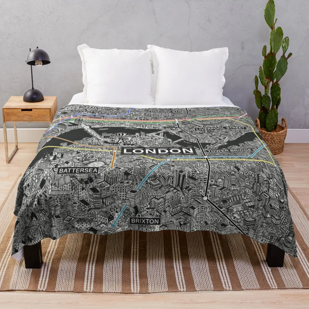 London city map Throw Blanket Soft Beds For Decorative Sofa Flannels Summer Beddings Blankets