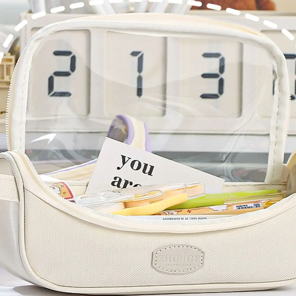 High Appearance Level Transparent Pencil Case PVC Storage Box Simple Pen Case Pencil Holder Macaron Transparent Pen Bag