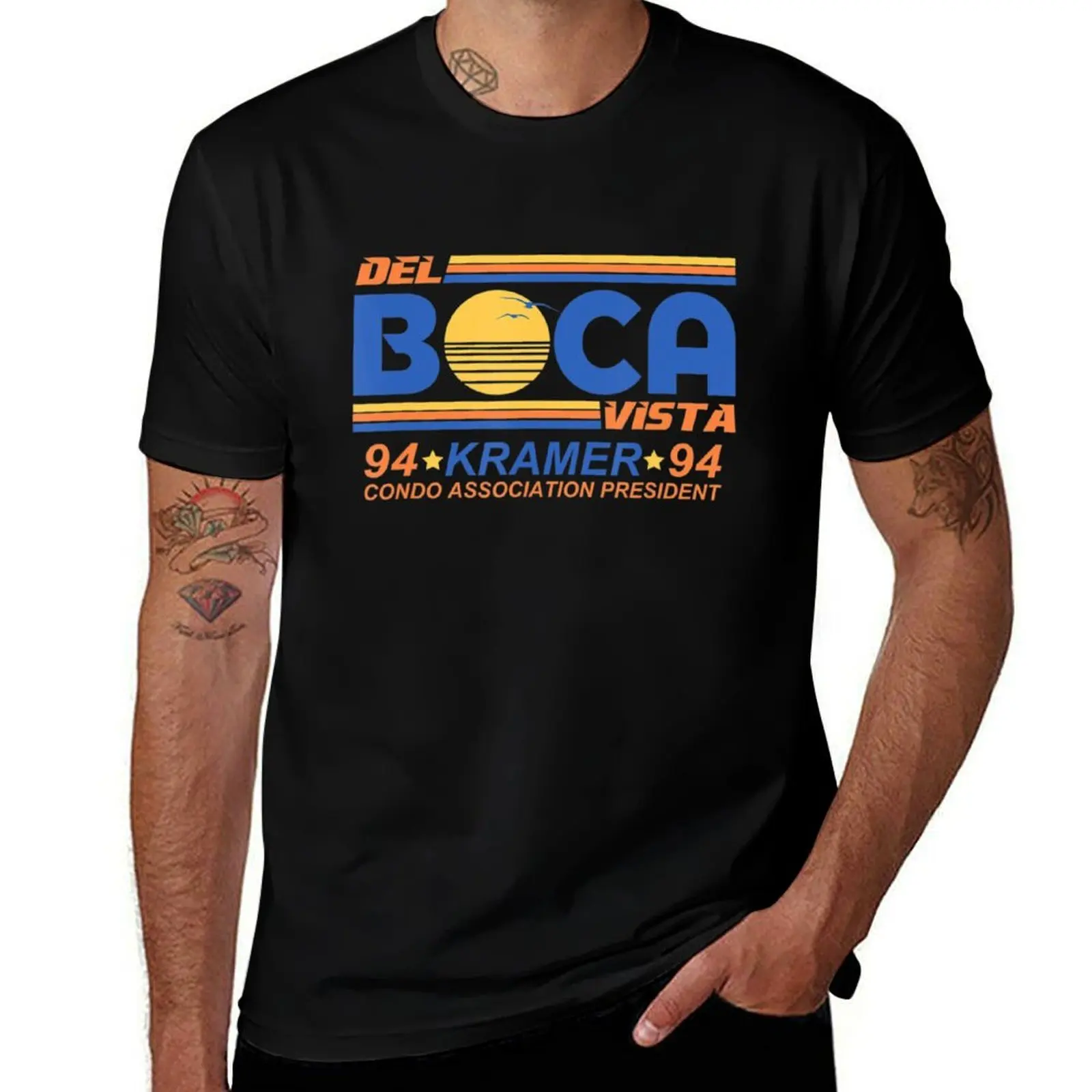 Del Boca Vista Retirement Community T-Shirt Retro Style Print Casual Top